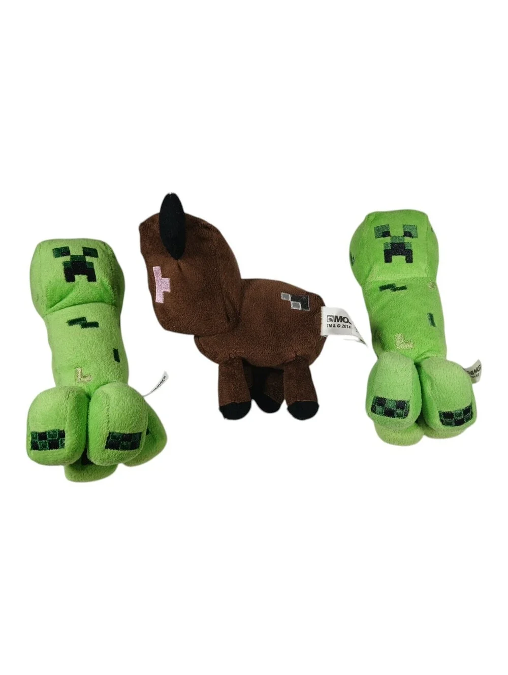 3 Minecraft lot Creeper Plush Stuffed Toy Green & Black Mojang 2013 & 2014 Cow